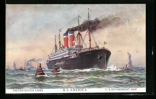 Künstler-AK Willy Stoewer: Passagierschiff SS America der US-Lines