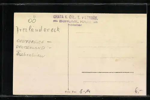 AK Passantin am Dreiländereck Grenze zu Österreich, Deutschland und Tschechien