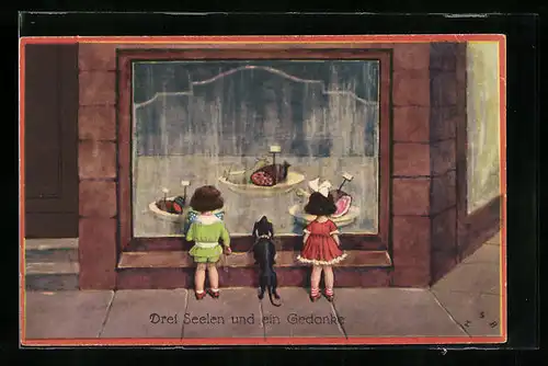 Künstler-AK H.S.B.: Drei Seelen und ein Gedanke