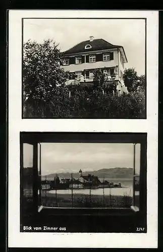 AK Wasserburg a. B., Hotel Landhaus Alpenblick, Blick auf den Bodensee