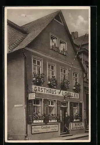 AK St. Goar am Rhein, Gasthaus zur Loreley von der Strasse gesehen