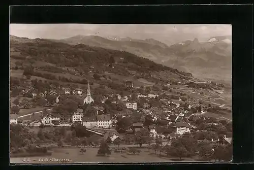 AK Chexbres, Ortsansicht aus der Vogelschau