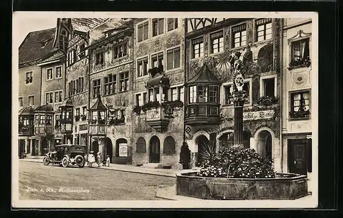 AK Stein a. Rh., Rathausplatz mit Brunnen