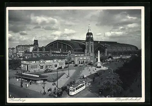 AK Hamburg-St.Georg, Strassenbahn am Hauptbahnhof
