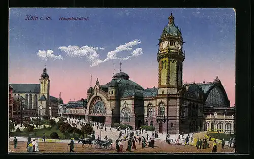 AK Köln a. Rh., Strassenverkehr am Hauptbahnhof