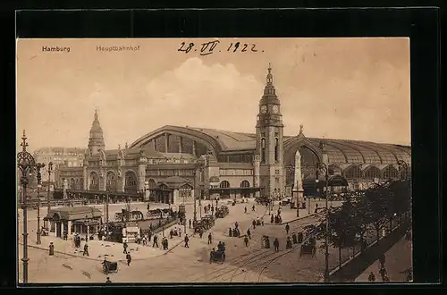 AK Hamburg-St.Georg, Strassenpartie am Hauptbahnhof