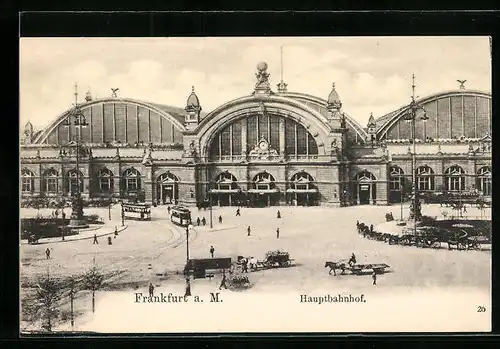 AK Frankfurt a. M., Strassenbahnen am Hauptbahnhof