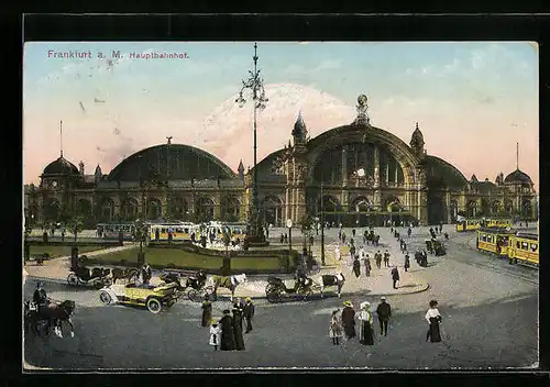 AK Frankfurt a. M., Strassenverkehr am Hauptbahnhof
