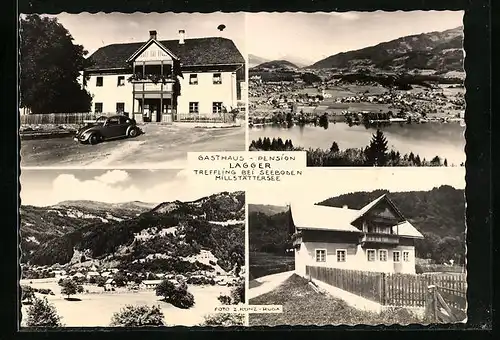 AK Treffling bei Seeboden, Gasthaus und Pension Lagger, Ortsansicht