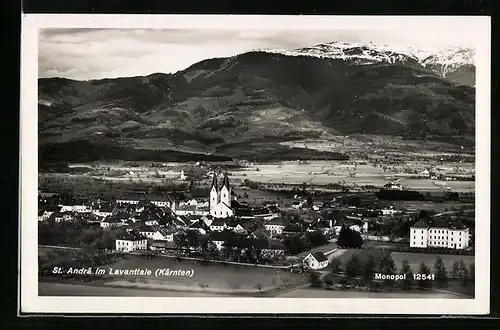AK St. Andrä im Lavanttale, Panoramablick auf Ort und Berge
