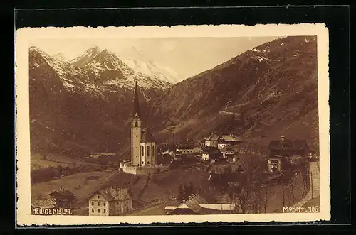 AK Heiligenblut, Teilansicht mit Kirche und Volks-Schule