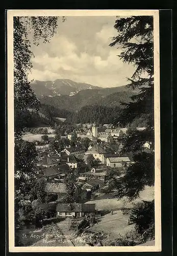 AK St. Aegyd am Neuwalde, Ortsansicht gegen Hoher Göller