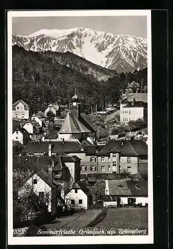 AK Grünbach am Schneeberg, Teilansicht mit Kirche