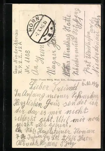 AK Horn, platz mit Kirche und Mariensäule