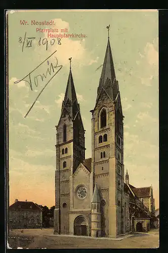 AK Wiener Neustadt, Pfarrplatz mit Hauptpfarrkirche