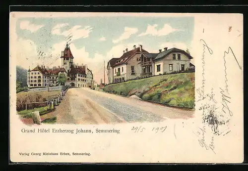 Lithographie Semmering, Grand Hotel Erzherzog Johann