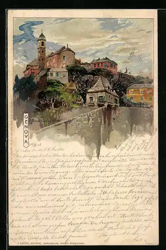 Künstler-AK Manuel Wielandt: Genova, Teilansicht mit Kirche
