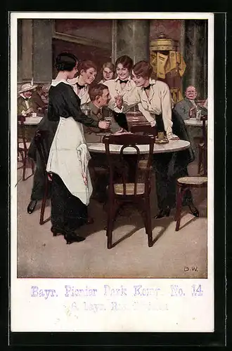 Künstler-AK Brynolf Wennerberg: Der Stammgast im Cafe