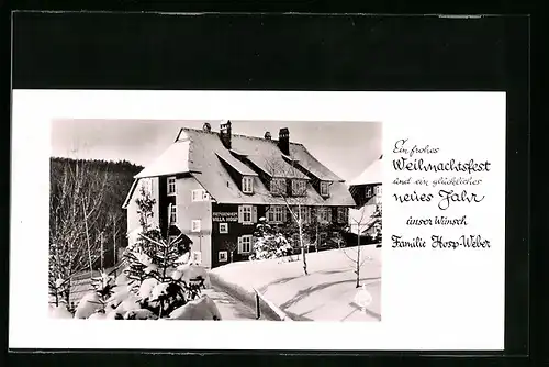 AK Falkau, Fremdenheim Villa Hosp zur Winterzeit