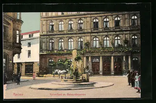 AK Aachen, Kaiserbad mit Bakaubrunnen