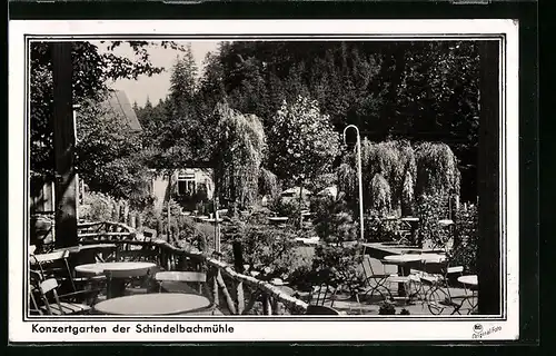 AK Schindelbach, Konzertgarten des Ausflugslokals Schindelbachmühle