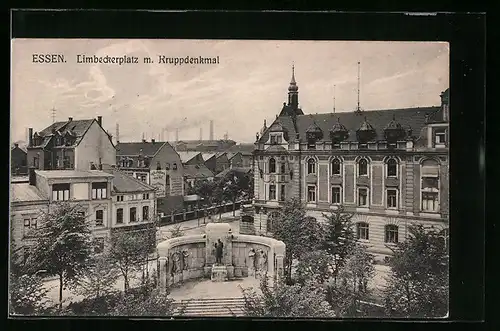 AK Essen, Limbeckerplatz mit Kruppdenkmal