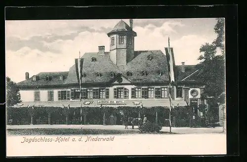 AK Niederwald, Blick zum Jagdschloss Hotel