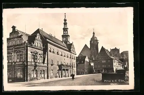 AK Pirna a. d. Elbe, Partie am Markt