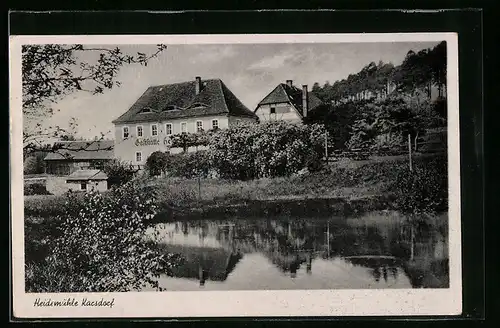 AK Karsdorf, Flusspartie mit Heidemühle Karsdorf