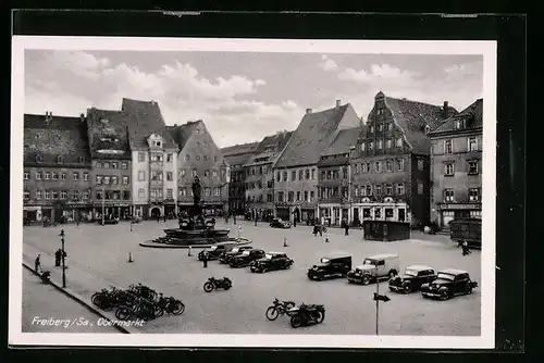 AK Freiberg /Sa, Autos auf dem Obermarkt