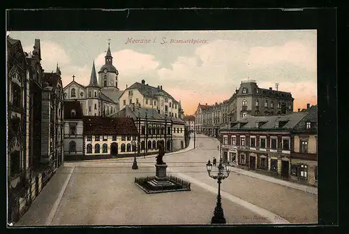 AK Meerane i. Sa., Partie am Bismarckplatz