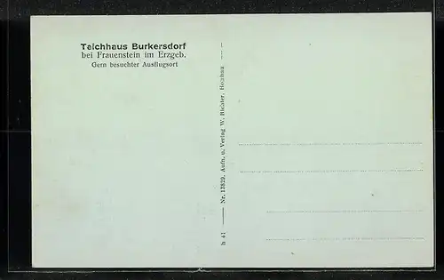 AK Burkersdorf i. Erzgeb., Blick auf das Teichhaus