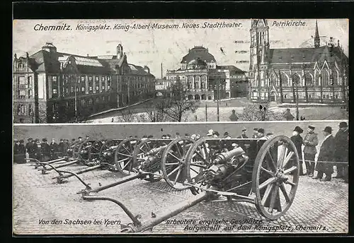 AK Chemnitz, Königsplatz, König-Albert-Museum und Neues Stadttheater