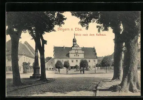 AK Belgern a. Elbe, Blick nach dem Rathaus