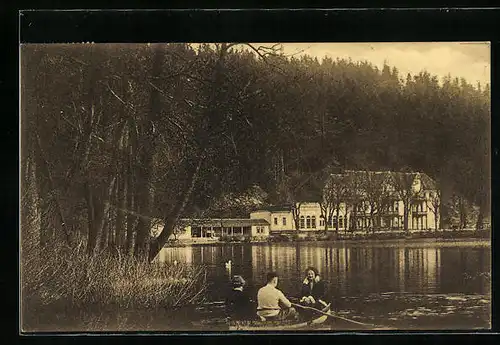 AK Georgenthal i. Thür., Ruderboot vor dem Kurhaus Schützenhof