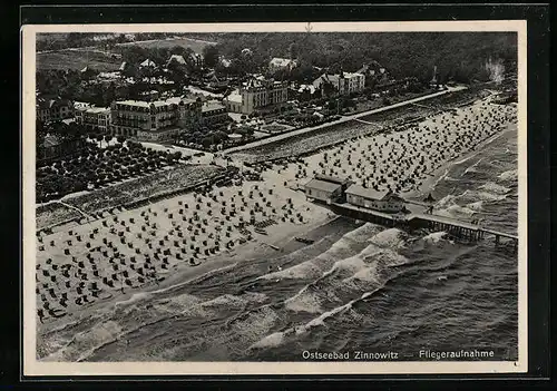 AK Zinnowitz, Strand, Fliegeraufnahme