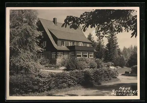 Foto-AK Oberbärenburg, Haus Sonnenhof, Waldidylle