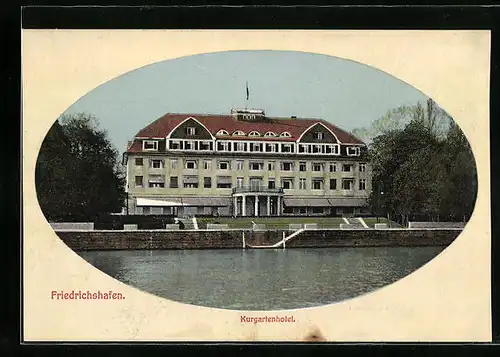 Passepartout-AK Friedrichshafen, Kurgartenhotel mit Kaimauer