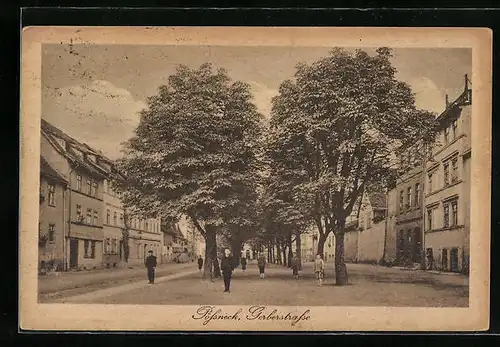 AK Pössneck, Partie in der Gerberstrasse mit Knabengruppe