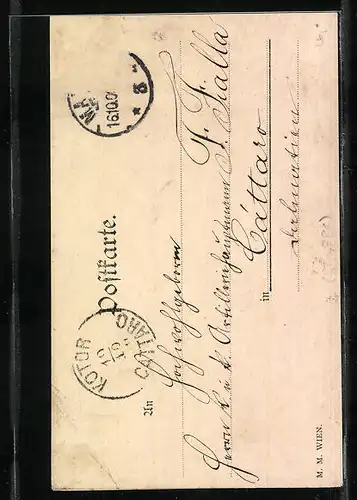 Künstler-AK M. Munk: Junge Dame mit Locken, Rüschenhut und Halsschleife