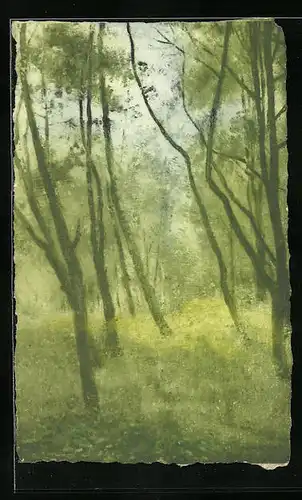 Künstler-AK M. Munk Nr. 685: Waldpartie bei düsterem Wetter