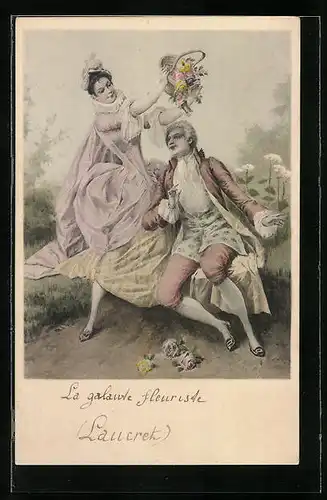 Künstler-AK M. Munk Nr. 323: Ehepaar in eleganter Kleidung auf einer Wiese