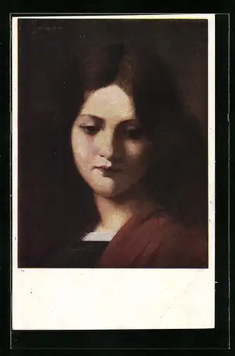 Künstler-AK M. Munk Nr. 707: Dame mit bedrücktem Blick