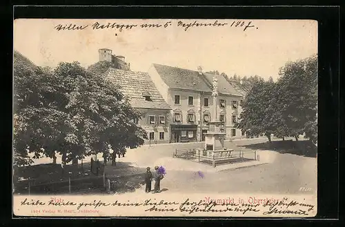 AK Neumarkt, Blick auf den Platz mit Denkmal