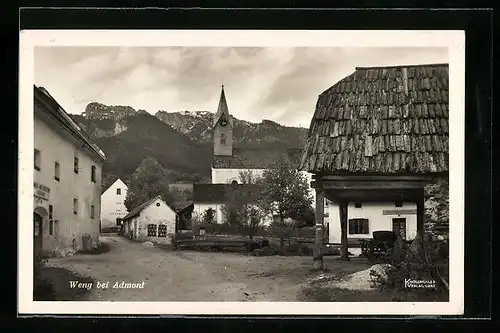 AK Weng b. Admont, Ortsansicht mit Kirche