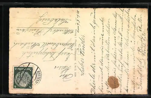 AK Rottenmann, Partie in der Unteren Stadt mit Blick auf Kirche und Berge