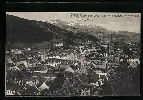 AK Bruck an der Mur, Teilansicht mit Mugel