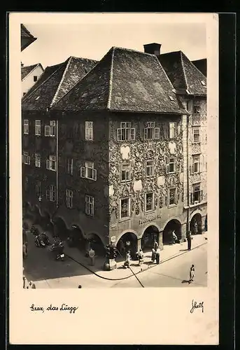 AK Graz, Das Luegg-Haus aus der Vogelschau