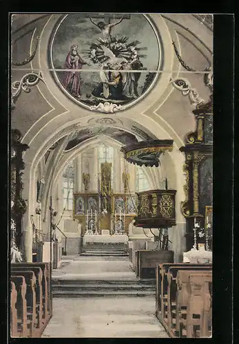 AK Niederwölz, St. Maximilian-Kirche, Innenansicht
