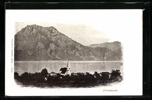 AK Uttendorf, Blick auf das Wasser und die Berglandschaft